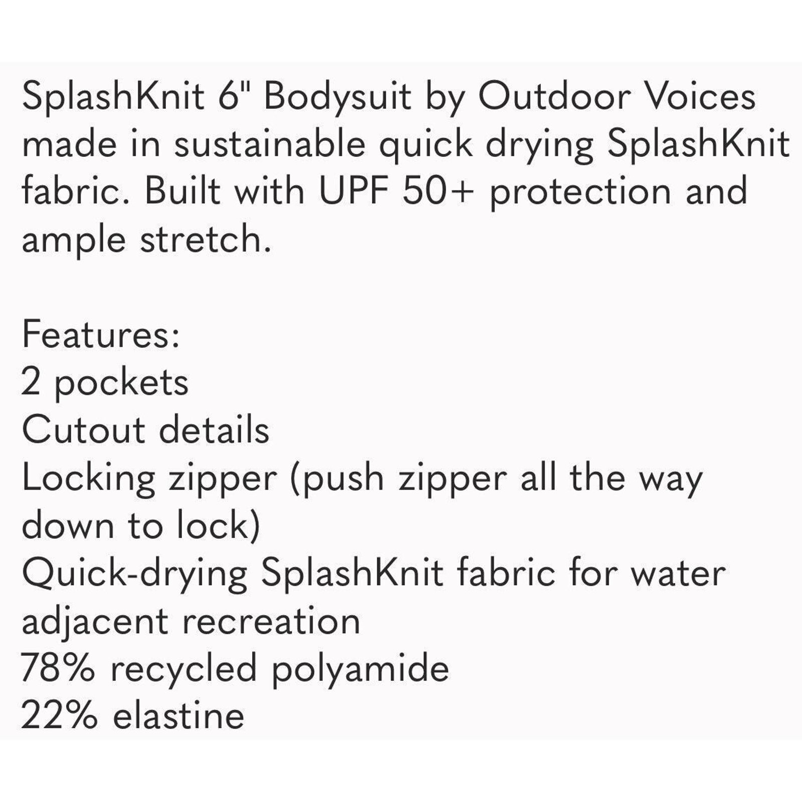 Outdoor Voices Women's XS Cutout SplashKnit 6” Quick Drying Bodysuit Capri Mango thumbnail 9