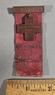1882 GAR VETERAN OF KEARNY'S BRIGADE FIRST NEW JERSEY BRIGADE BADGE & RIBBON