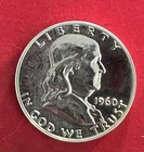 1960 US PROOF Franklin SILVER Half Dollar! Old US Coin!