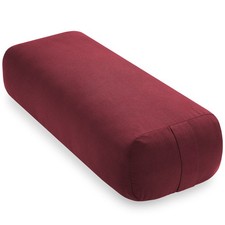 Rectangular Organic Cotton Yoga Bolster Cushion Pillow Prop, 25" x 12" Burgundy