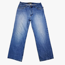 Bullhead Jeans Men 36x32 Blue Loose Baggy Wide Leg Skater Y2K Distressed VTG