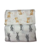 Lot - 2 Aden  Anais Swaddle Baby Blankets Tiger Zebra Zoo Safari
