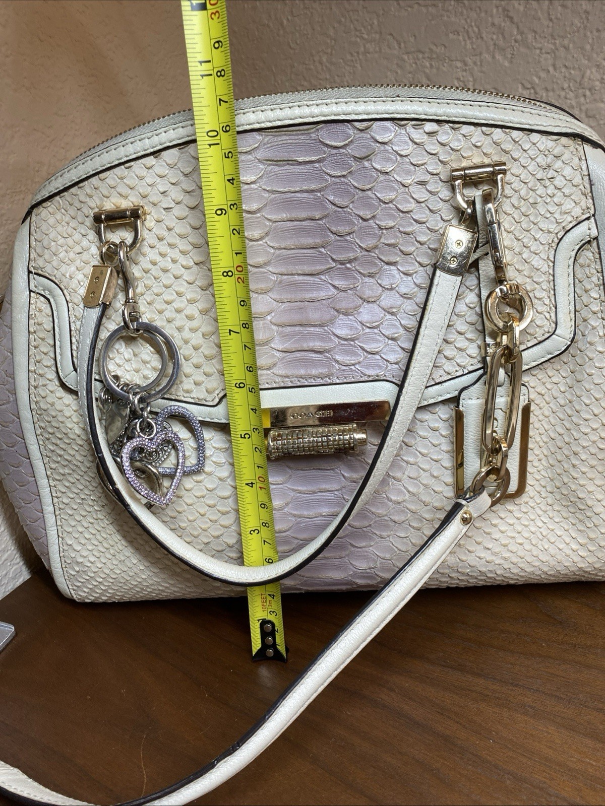 Coach Madison Textured Embossed Python Satchel Ba… - image 11