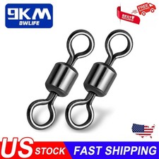 50pcs Fishing Barrel Swivel 104LB~770LB Stainless Rolling Swivel with Solid Ring