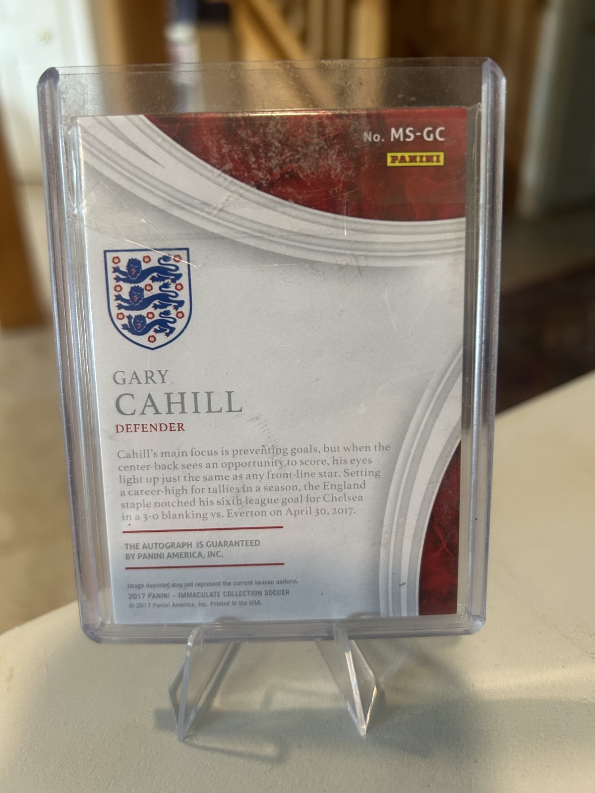 2017 Immaculate Collection Marque Signatures #MS-GC Gary Cahill 1/20 view 2