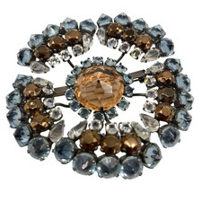 Unsigned SCHREINER Inverted Rhinestone Diamonte Crystal Large Statement Brooch