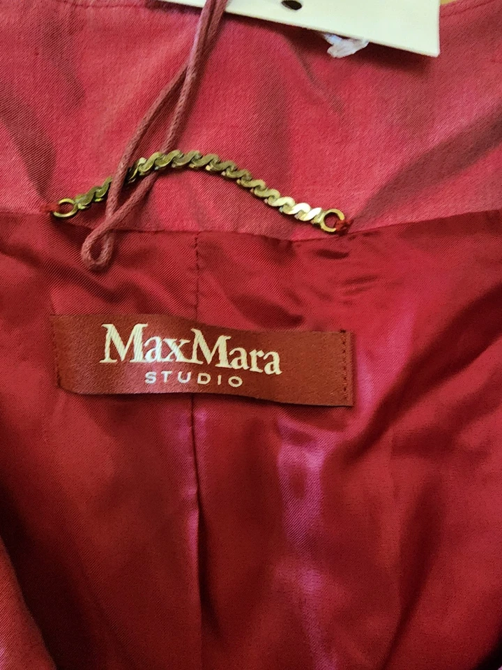 Blazer Mino 100 % Seda Iridiscente Max Mara RARO NUEVO CON ETIQUETAS $795 EE. UU. 8 Rojo Polvoriento Foto 4 de 4