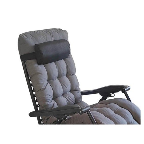 SDRAIO CON CUSCINO IMBOTTITO NERO IN TEXTILENE POLTRONA RELAX TERRAZZO GIARDINO - Foto 3 di 3