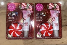 EOS Holiday Lip Treatment Set Candy Cane Swirl Sugar Scrub & 24H Balm Two 2 Sets
