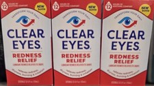 NIB Clear Eyes Redness Relief Eye Drops, 0.5 Fl Oz 15 mL 3 BOTTLES Exp 7/27