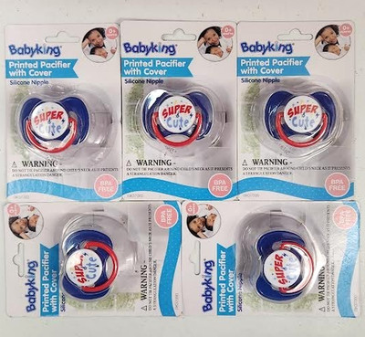 X5 NEW BABY KING BLUE SUPER CUTE PACIFIERS 0+ MONTHS