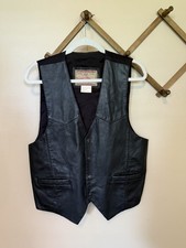 Permit Platinum Men's Leather Front Vest Snaps Biker Style Size L
