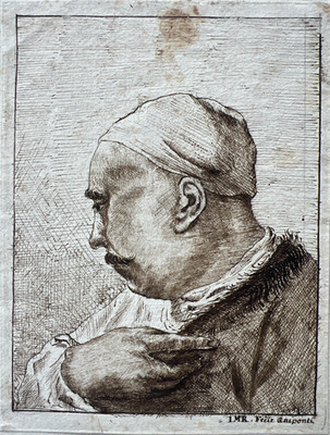 Old Master Portrait Drawing after Giovanni Battista Piazzetta, Italian 1682-1754