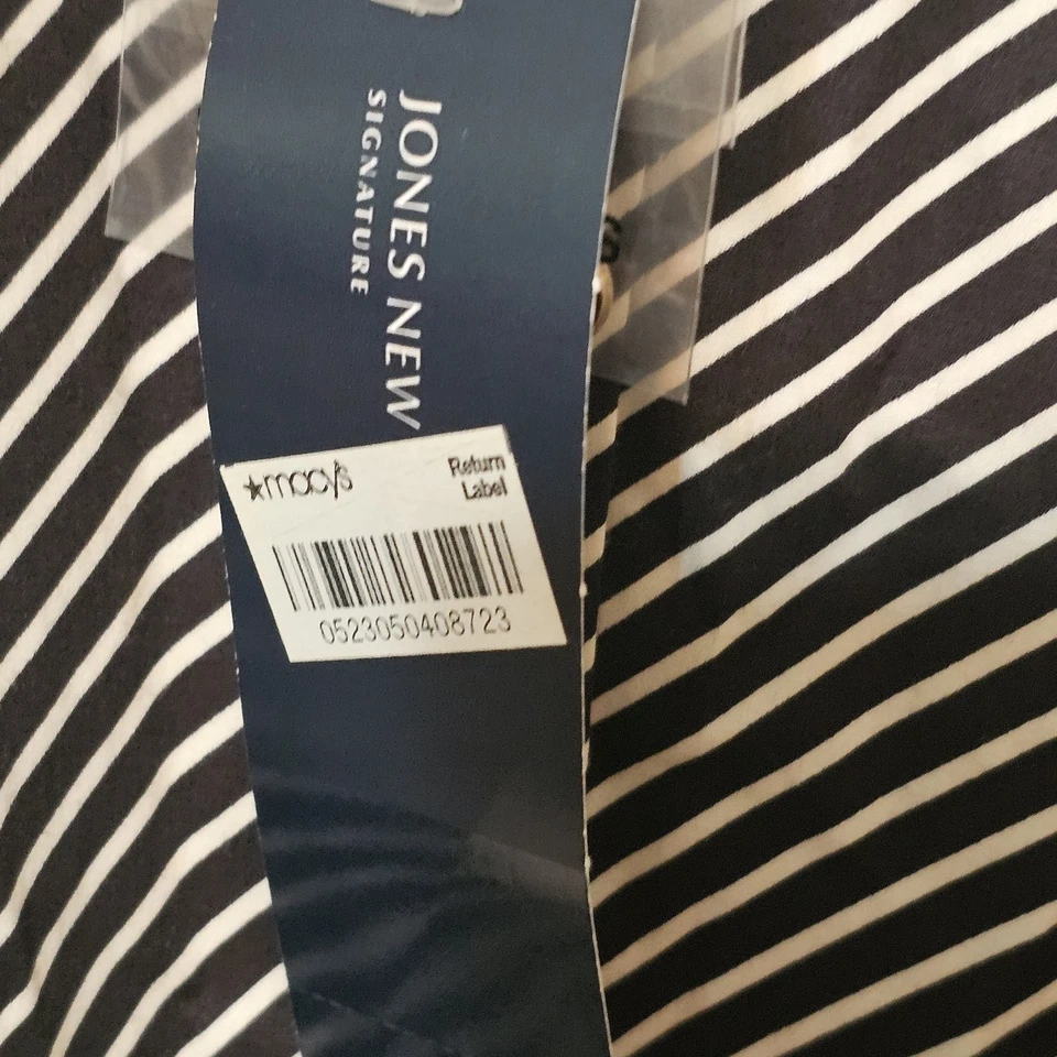 Blusa Jones New York para mujer blanca y negra a rayas manga larga con botones nueva con etiquetas L Foto 3 de 4