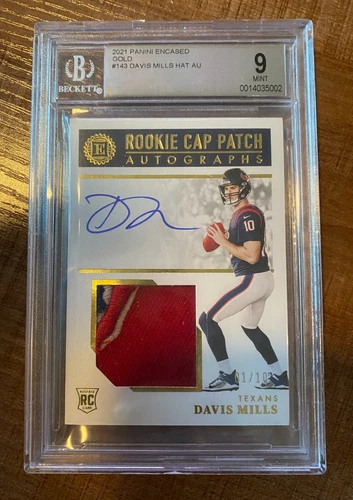 2021 Panini DAVIS MILLS Encased Rookie Cap Patch Gold RPA 1/10 BGS 9 🔥 eBay 1/1