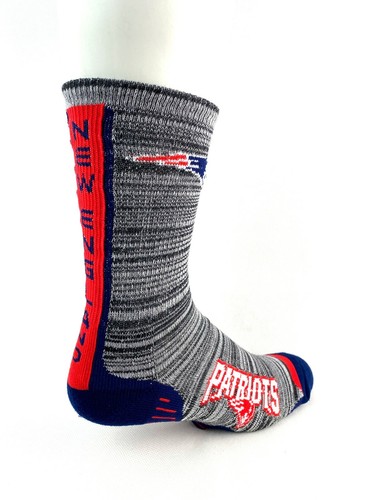 New England Patriots Football Gray Vortex Deuce Crew Socks - Picture 2 of 2