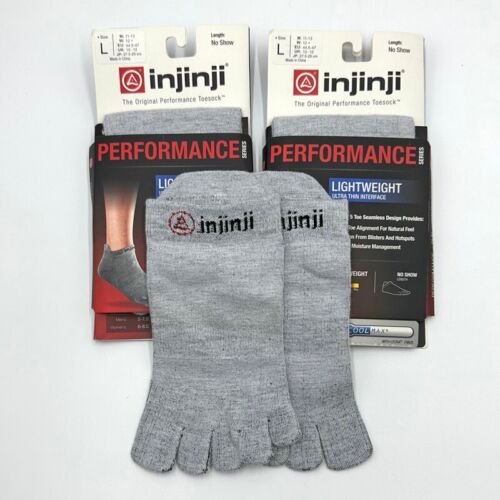 3 Pairs Women's Lightweight Performance No Show 5 Toe Socks Size L Gray injinji