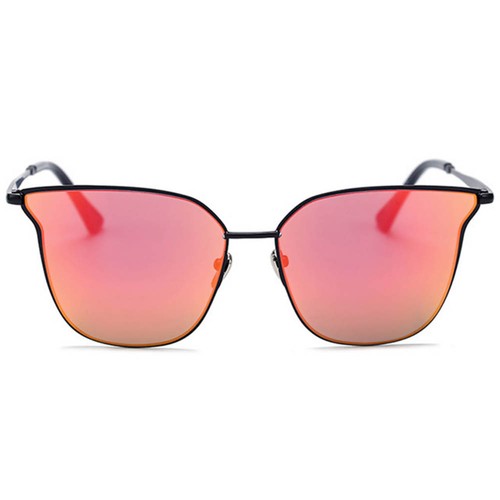 86009 C4 CATEYE FASHION SUNGLASSES METAL BLACK FRAME PINK MIRROR LENS - Picture 2 of 3