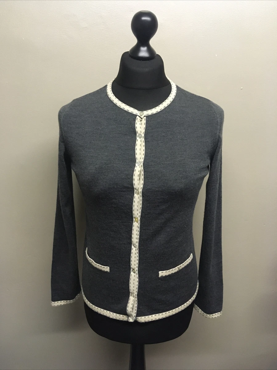 Ladies Laura Ashley Grey Cardigan Size Medium Pure New Wool