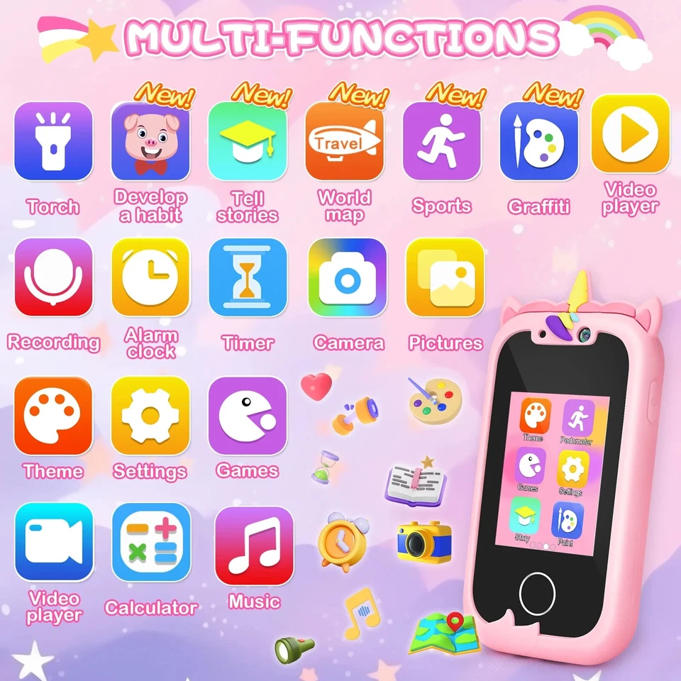 Juguetes para teléfono inteligente para niños de 3 a 7 años con doble cámara - Juguete para teléfono pequeño... Foto 2 de 4