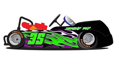 Green Triple Flame Go Kart Side Wrap and Numbers Decals Kit Go Kart Wraps