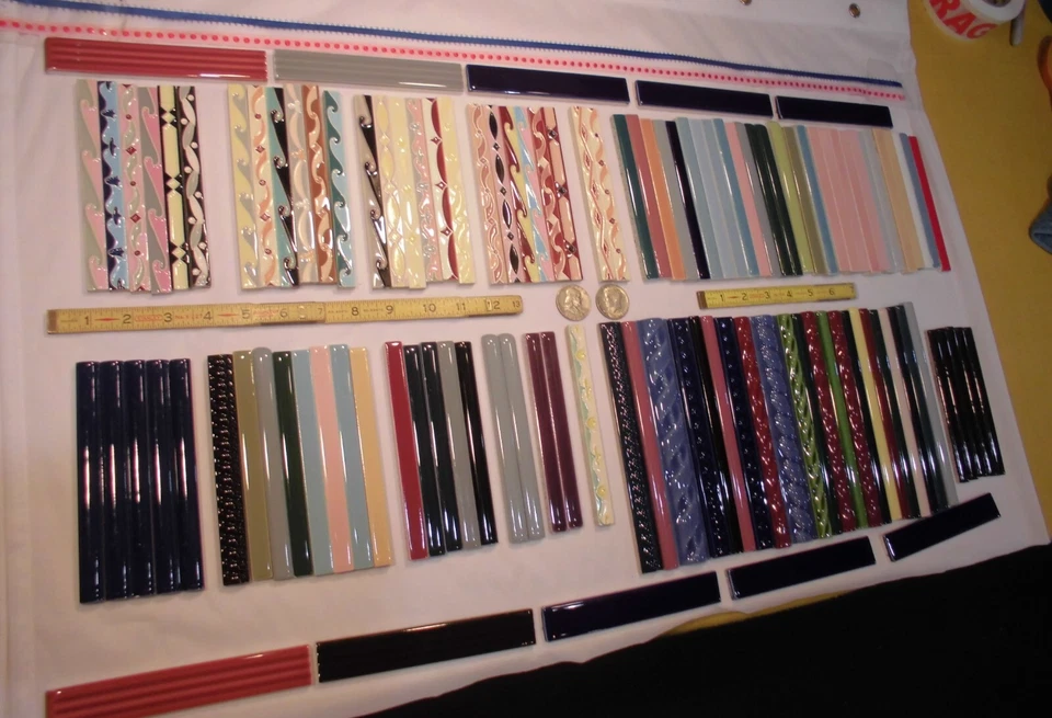 114 piezas: Hermoso Forro Cerámico Decorativo-Lápiz-Azulejos Chisporroteantes + 90% Plata Foto 4 de 4