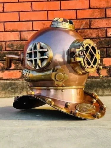 古董潜水员头盔 Mark V 美国海军头盔 海军陆战队 深水肺头盔 礼物 — 第 4/4 张图片
