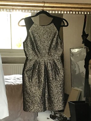whistles gold Jacquard Evening/party dress With Black Silk Detail uk6 VGC |  eBay UK