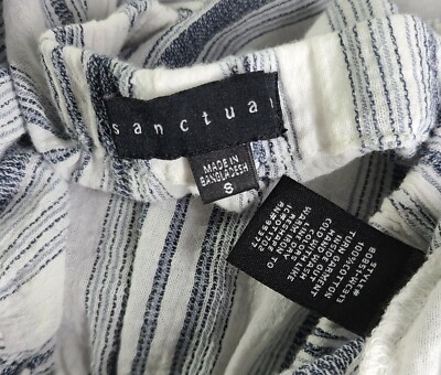SANCTUARY Charlotte Off-the-Shoulder Navy & White Margaux Stripe