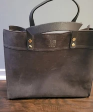 Mark & Graham Essential Suede Tote/Bag Purse Grey Monogram AHB