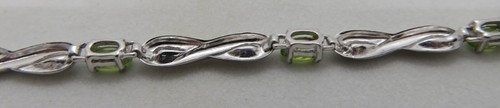 Sterling silver & peridot vintage Art Deco antique eternity bracelet - Picture 16 of 17
