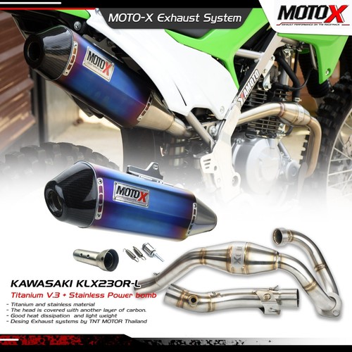 APTO PARA KAWASAKI KLX 230L 230R ESCAPE SISTEMA COMPLETO ACERO INOXIDABLE TITANIO V3 2020-22 - Imagen 10 de 12