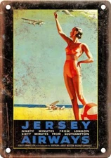 Metal Sign - Vintage Jersey Airways Travel Poster - Retro Look Reproduction T409