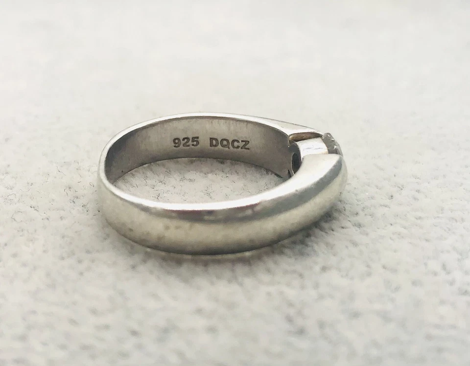 925/- Silberring Solitär mit weißen simulierten Diamanten Gr. 59 Gravur in Liebe - Bild 2 von 3