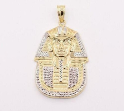 2Ct Pharaoh Egyptian King Round Cut Diamond Pendant 14K Yellow/White Gold Finish