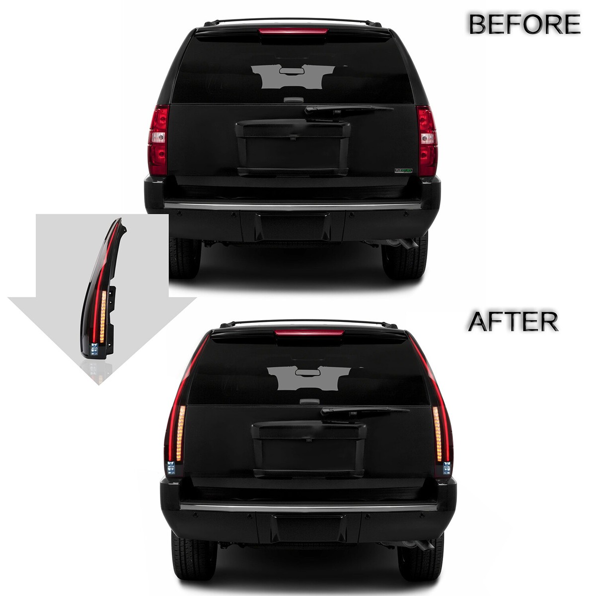Smoked LED Tail Lights Pair For 2007-2014 Yukon Suburban Tahoe Escalade Style - VLAND Plug & Play