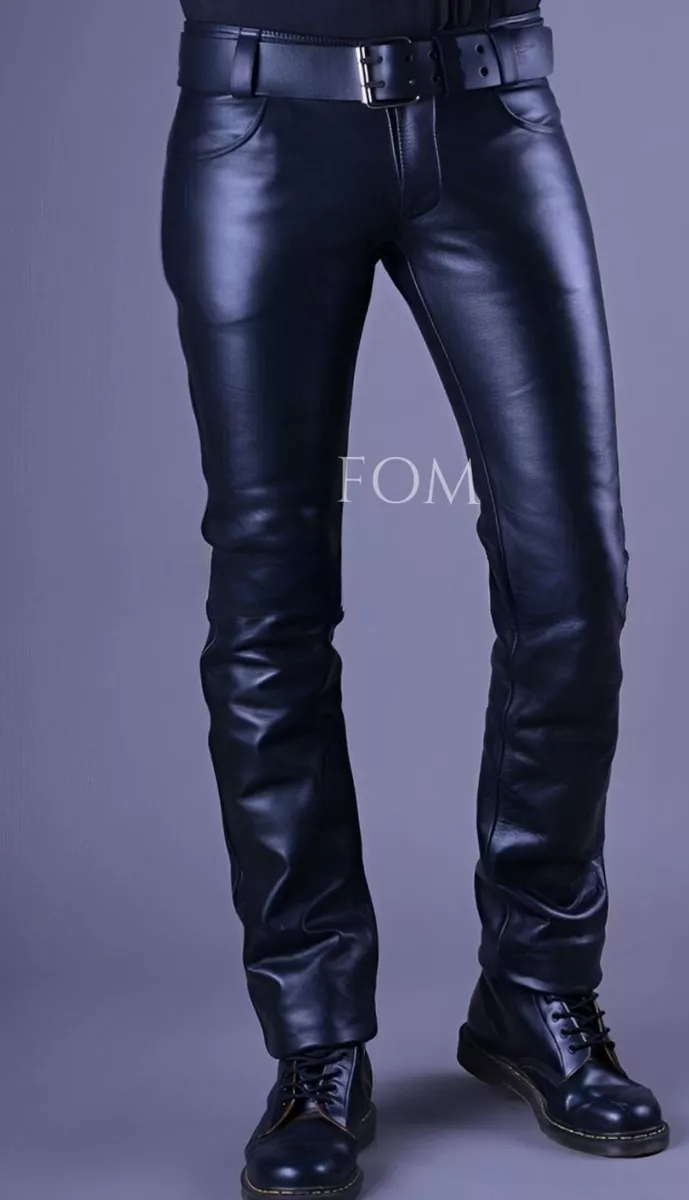 Men's Sexy Leather Pants | Leather Motorcycle Pants | Blue Leather Pants Men  - Pants - Aliexpress