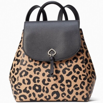 Kate spade adel leopard backpack NEW Kate Spade Camden Quilted Leopard Backpack Large Brown  main image 4