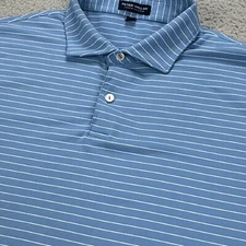 Peter Millar Polo Shirt Mens XL Blue Striped Golf Performance Crown Crafted