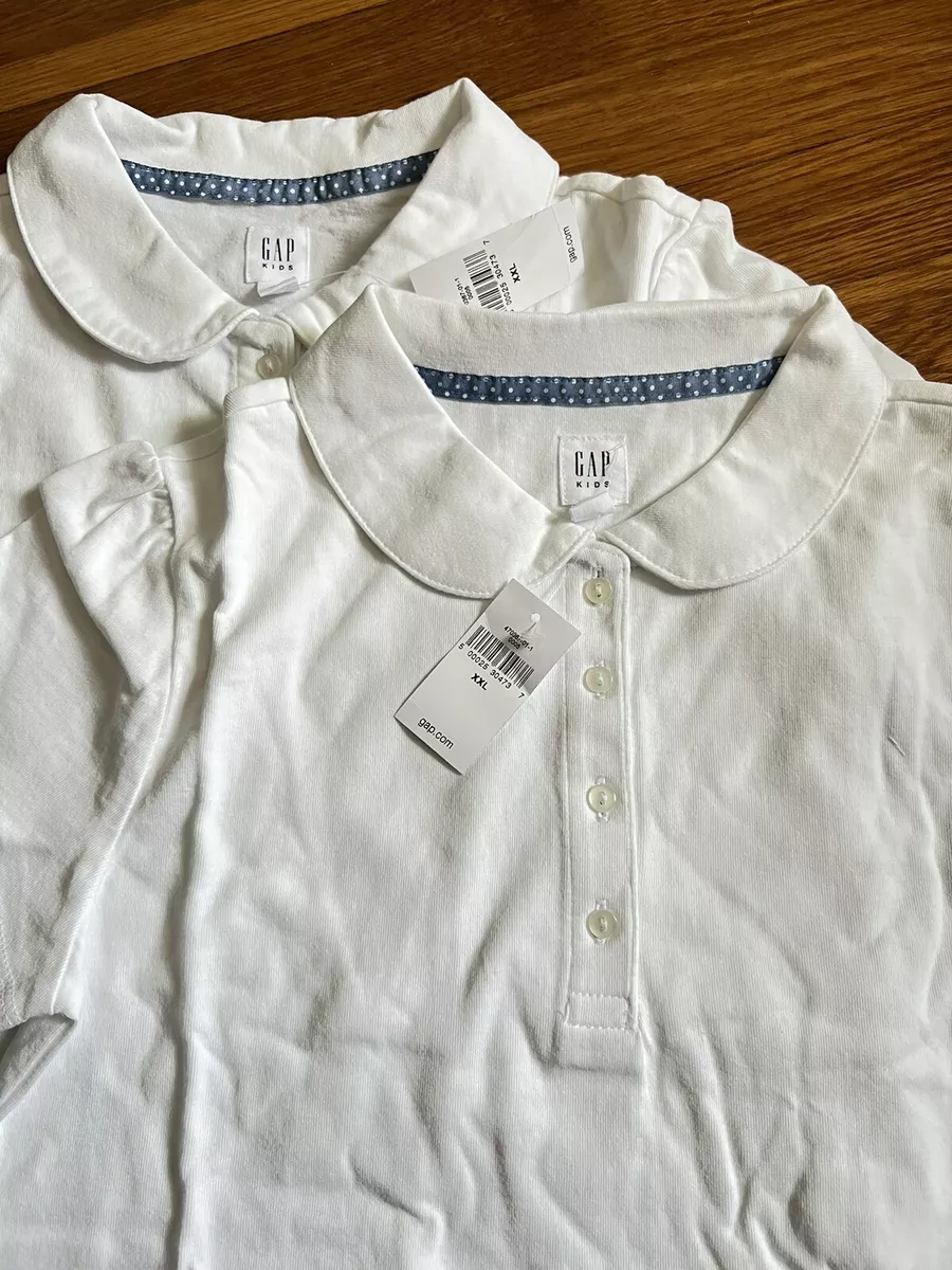 Gap Kids White Peter Pan Collar Girls Short Sleeve Shirts School Uniform XXL