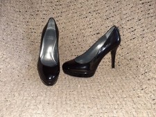 STUART WEITZMAN-Black Patent Leather Platswoon Pump-4" Stiletto Heel-Sz 5.5-NM