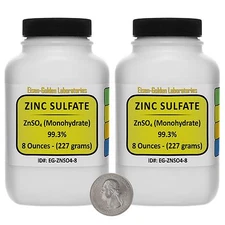 Zinc Sulfate [ZnSO4] 99.3% ACS Grade Powder 1 Lb in Two Space-Saver Bottles USA