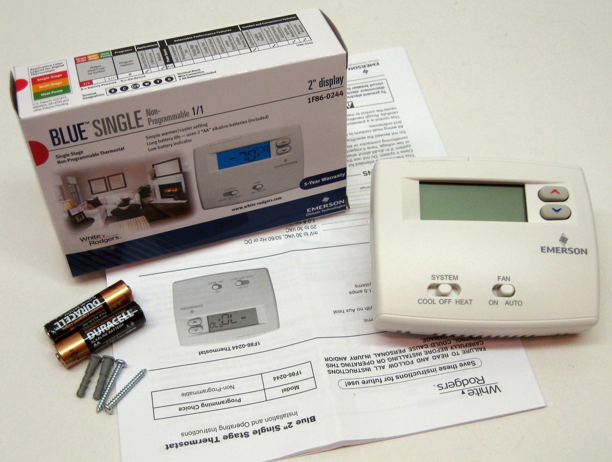 1F86-0244 Emerson White Wall Thermostat Heat/Cool Heat Pump Non Programmable  786710539046 | eBay