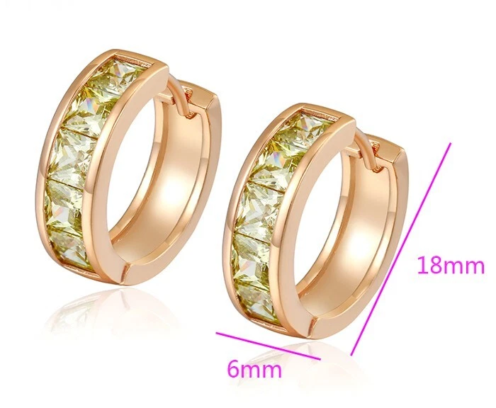 Luxus Ohrringe Creolen Zirkonia Kristalle Grün 750er Rolled Gold 18K vergoldet - Bild 2 von 4