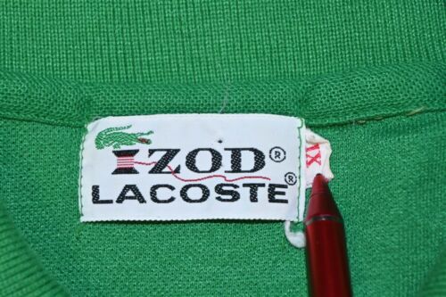 CAMISA POLO DE GOLF VINTAGE AÑOS 60 IZOD LACOSTE VERDE COSTILLA CUELLO COCODRILO LOGOTIPO XL - Imagen 3 de 5