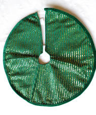 Small Forest Green  Gold Glitter Christmas Tree Skirt 18 in Diameter