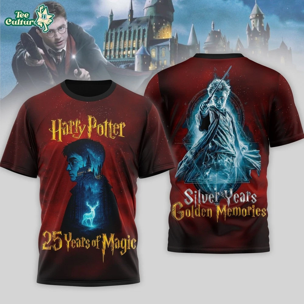 Harry Potter 25Th Anniversary Shirt Silver Years Golden Memories Limited