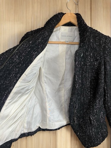 Banana Republic Tweed Black Women’s Blazer Jacket Size 4 - Picture 5 of 15