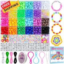 Gionlion 1000PCS Pony Beads Bulk Bracelet 9mm 6mm, Multicolor Kandi Set