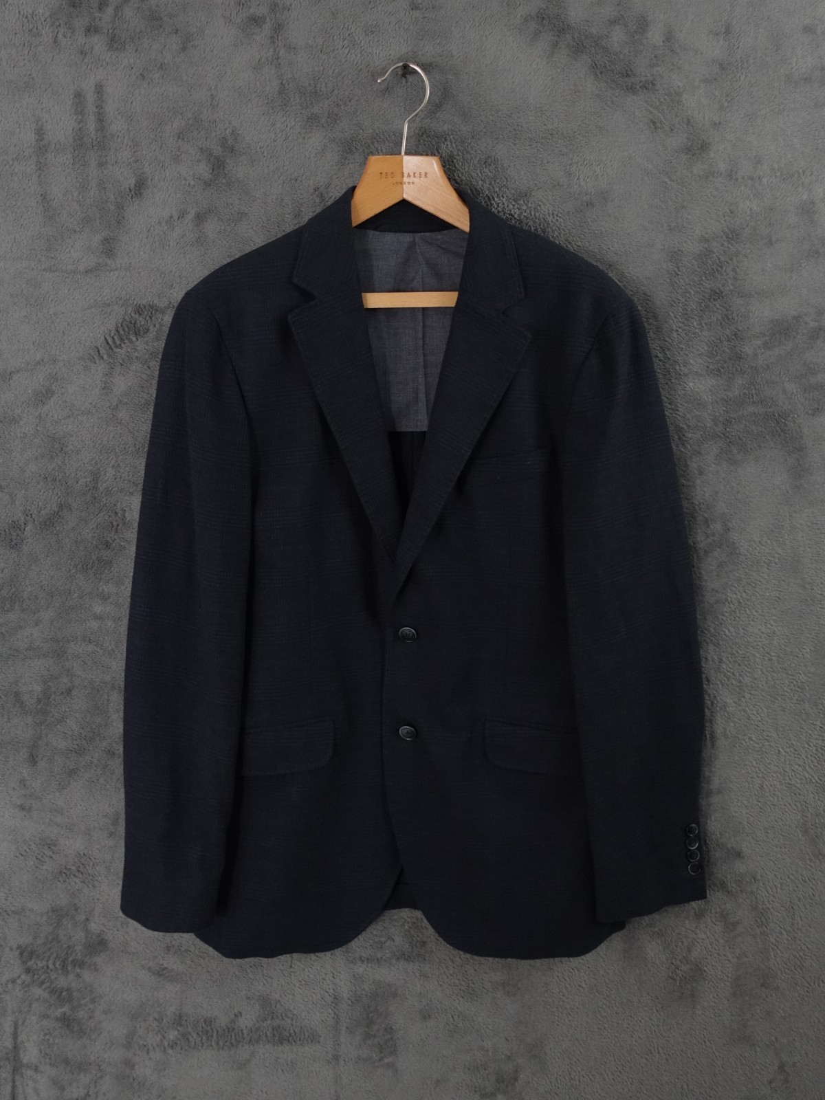 Hackett London Jacket Mens 40L Navy Cotton Blazer Smart Glen Plaid Unstructured